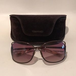 Tom Ford 64mm Eugenia Brown Open Frame Sunglasses